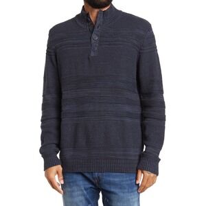 Flag & Anthem Mens XL Blue Striped Button Mock Neck Cotton Sweater FA21SW288